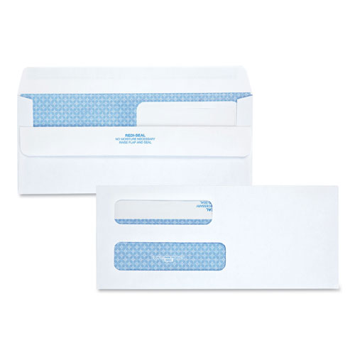 Quality Park Double Window Redi-Seal Security-Tinted Envelope, #8 5/8, Commercial Flap, Redi-Seal Closure, 3.63 x 8.63, White, 250/Carton