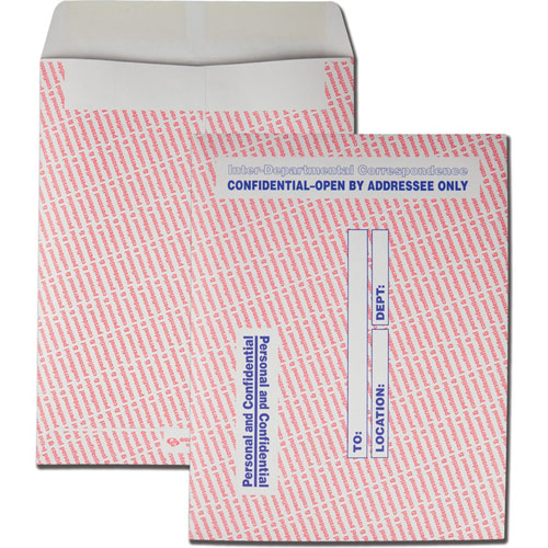Quality Park Gray/Red Paper Gummed Flap Personal & Confidential Interoffice Envelope, #97, 10 x 13, Gray/Red, 100/Box