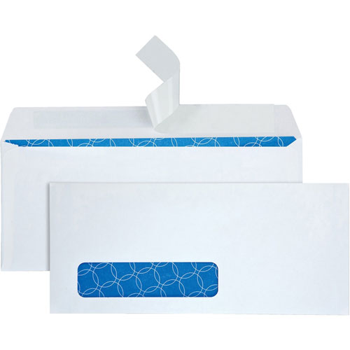 Quality Park No. 10 Security Envelopes with Window - Business - #10 - 4 1/8" x 9 1/2", Flap - 1 / Box - White