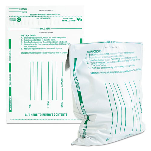 Quality Park Poly Night Deposit Bags w/Tear-Off Receipt, 10 x 13, Opaque, 100 Bags/Pack