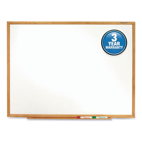 Quartet® Classic Series Total Erase Dry Erase Board, 36 x 24, Oak Finish Frame