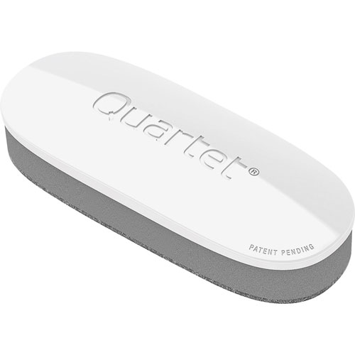 Quartet® Dry-Erase Board Eraser, Standard, 2"Wx5"L, White/Silver