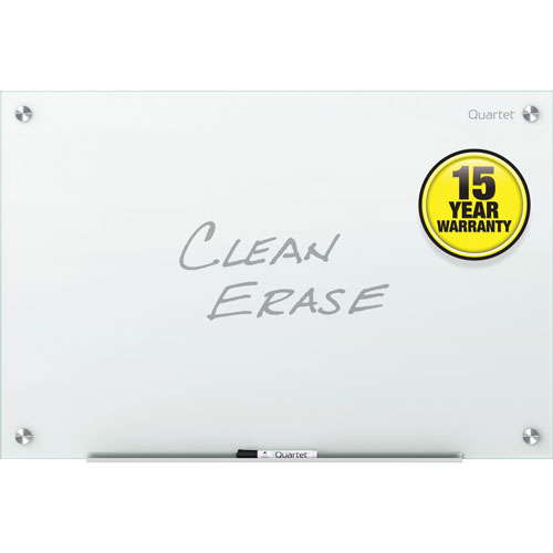Quartet® Dry-Erase Board, Glass, Frameless, 36"Wx24"H, White