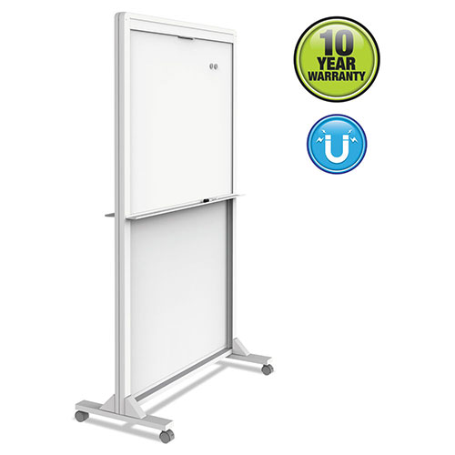 Quartet® Motion Dual-Track Mobile Magnetic Dry-Erase Easel, Two 40 1/2 x 34 Panels, White