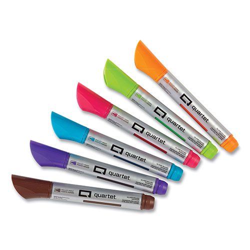 Quartet® Premium Glass Board Dry Erase Marker, Medium Bullet Tip, Assorted Colors, 6/Pack