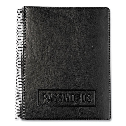 RE-Focus The Creative Office Executive Format Password Log Book, 576 Total Entries, 4 Entries/Page, Black Faux-Leather Cover, (72) 10 x 7.6 Sheets