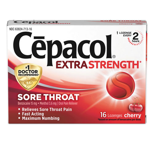 Reckitt Benckiser Exta Strength Sore Throat Lozenge, Cherry, 16/Box, 24 Boxes/Carton