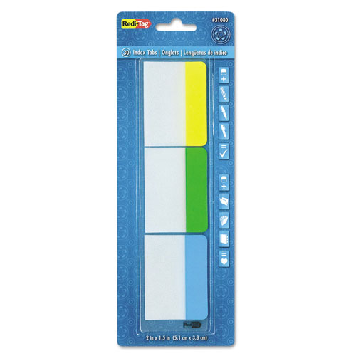 Redi-Tag/B. Thomas Enterprises Write-On Index Tabs, 1/5-Cut Tabs, Assorted Colors, 2" Wide, 30/Pack