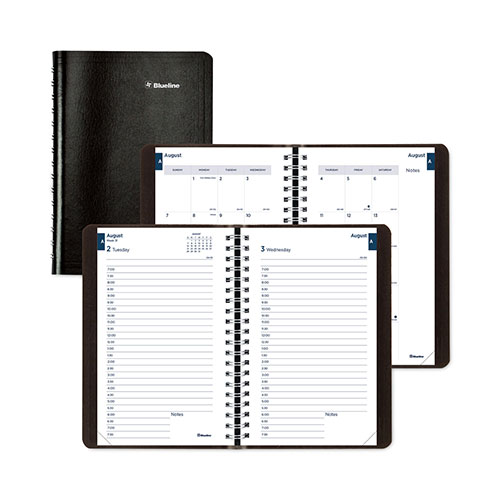 Rediform Academic Daily/Monthly Planner, 8 x 5, Black Cover, 12-Month (Aug to July): 2023 to 2024