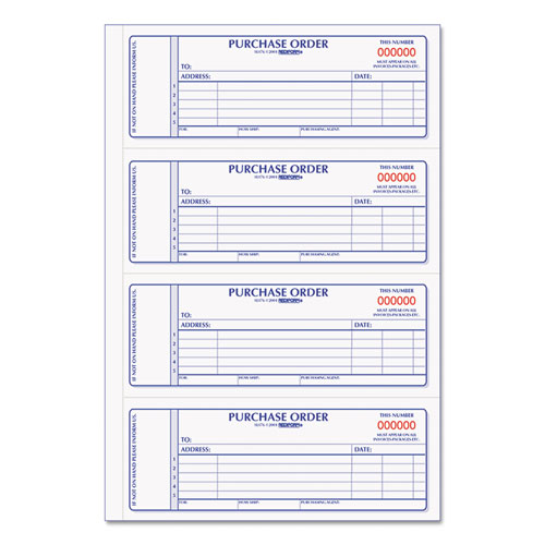 Rediform Purchase Order Book, 5 Lines, Two-Part Carbonless, 7 x 2.75, 4 Forms/Sheet, 400 Forms Total