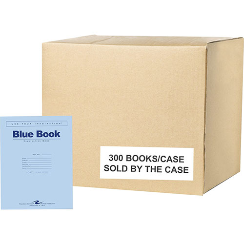 Roaring Spring Paper Test Blue Exam Book, 12 Sheets, 24 Pages, 0.05" x 8.5" x 11", White Paper, 8/Carton