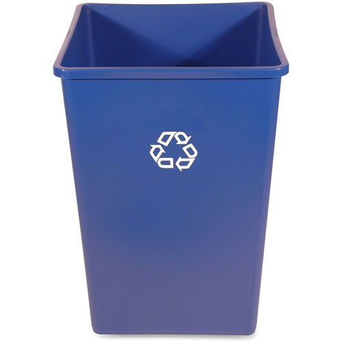 Rubbermaid 35G Square Recycling Container, 35 gal Capacity, Square, Easy to Clean, Weather Resistant, Compact, 27.6", x 19.5" Width, Plastic, Resin, Blue, 4/Carton