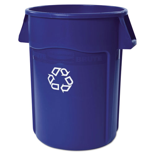 Rubbermaid Brute Recycling Container, 44 gal, Polyethylene, Blue