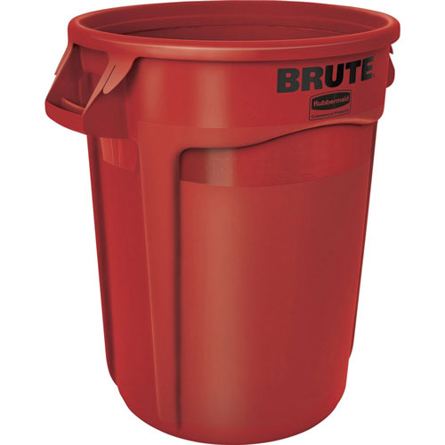 Rubbermaid Brute Vented Container, 32 gal Capacity, Red, 6/Carton