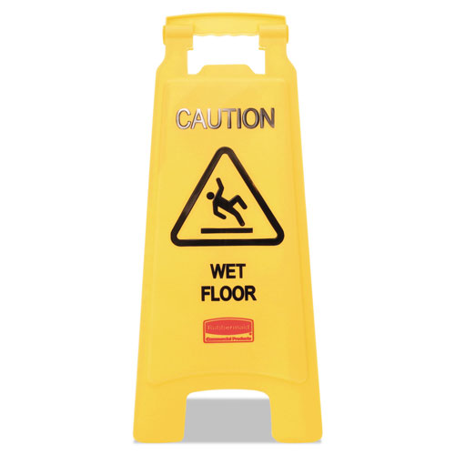 Rubbermaid Caution Wet Floor Floor Sign, Plastic, 11 x 12 x 25, Bright Yellow