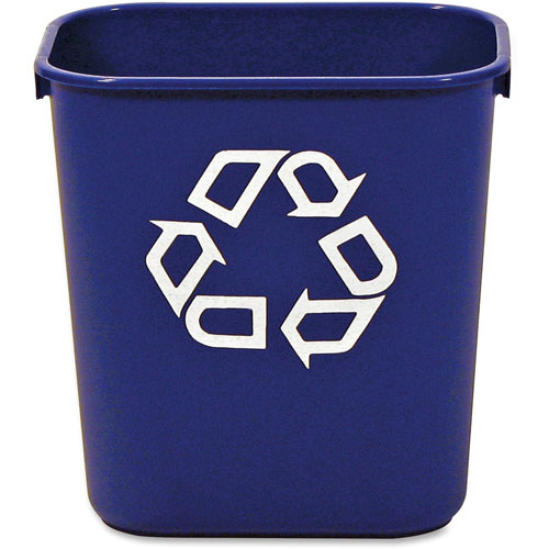 Rubbermaid Deskside Recycling Container, 3.25 gal Capacity, Rectangular, Compact, 12.1", x 8.2" x 11.4" Depth, Resin, Blue, 12/Carton