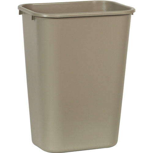 Rubbermaid Deskside Wastebasket, 10.25 gal Capacity, Beige, 12/Carton