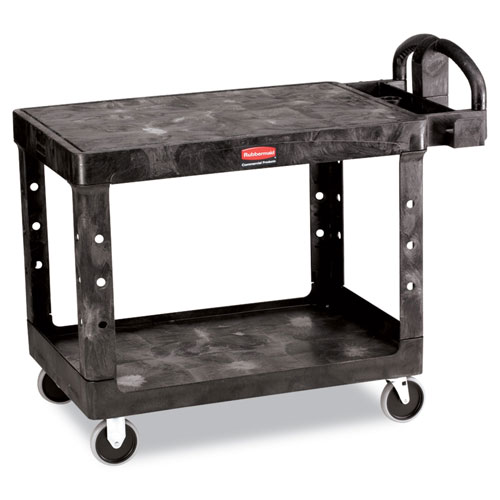 Rubbermaid Flat Shelf Utility Cart, Two-Shelf, 25.25w x 44d x 38.13h, Black