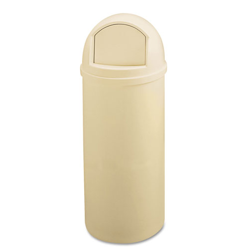 Rubbermaid Marshal Classic Container, Round, Polyethylene, 25 gal, Beige