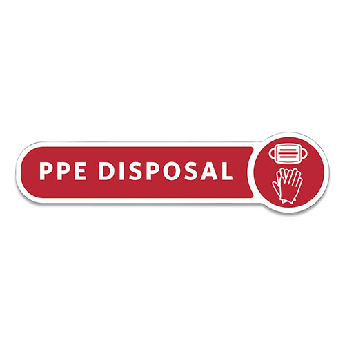 Rubbermaid Medical Decal, PPE DISPOSAL, 10 x 2.5, Red