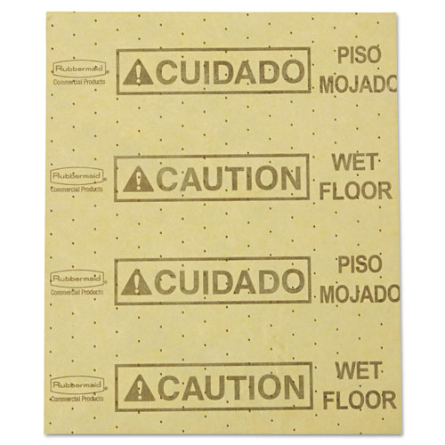 Rubbermaid Over-the-Spill Pad, "Caution Wet Floor", Yellow, 16 1/2" x 20", 22 Sheets/Pad