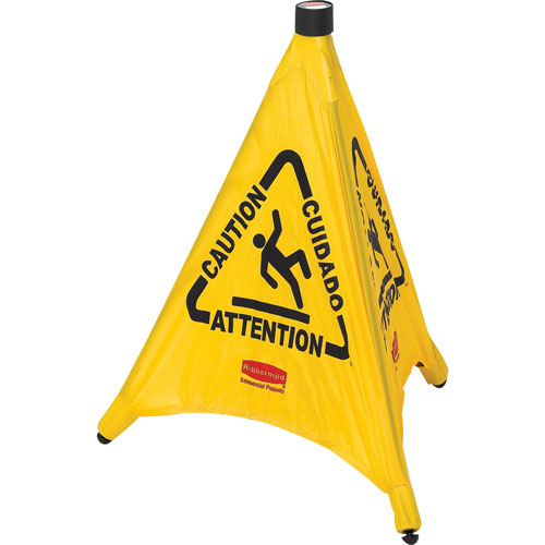 Rubbermaid Pop-Up Safety Cone, "Caution", Multi-Lingual, 20" x 21", 12/CT, YW