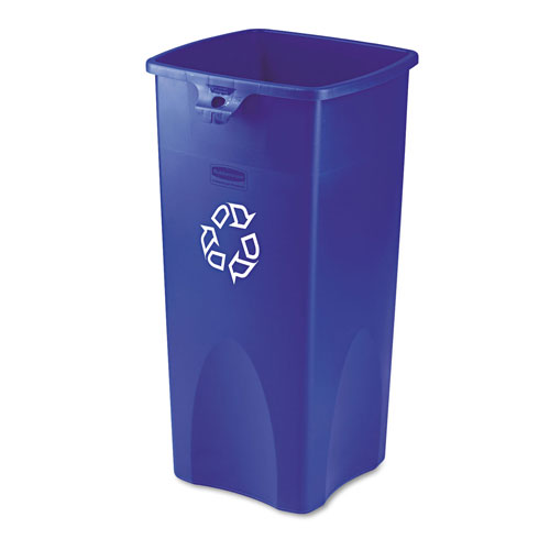 Rubbermaid Recycled Untouchable Square Recycling Container, Plastic, 23gal, Blue