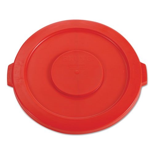 Rubbermaid Round Flat Top Lid, for 32 gal Round BRUTE Containers, 22.25" diameter, Red