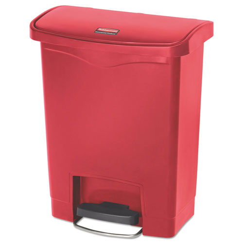 Rubbermaid Slim Jim Resin Step-On Container, Front Step Style, 8 gal, Red