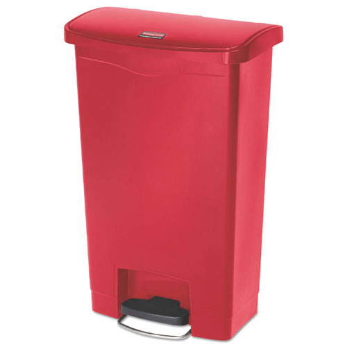 Rubbermaid Slim Jim Resin Step-On Container, Front Step Style, 13 gal, Red