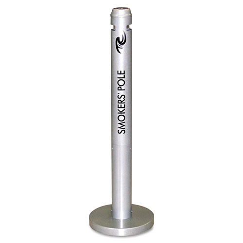 Rubbermaid Smoker's Pole, Round, Steel, 0.9 gal, Silver