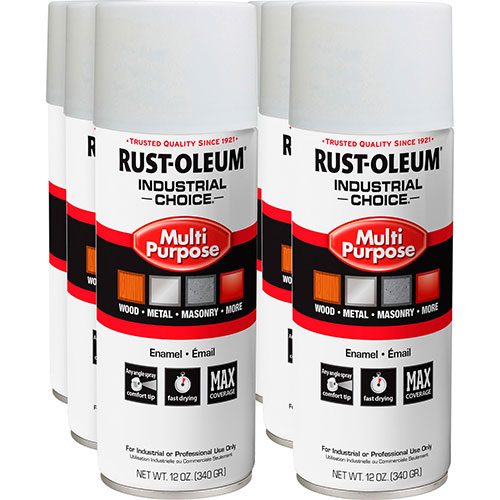 Rust-Oleum Industrial Choice Enamel Spray Paint, Liquid, 12 fl oz, 6/Carton, White