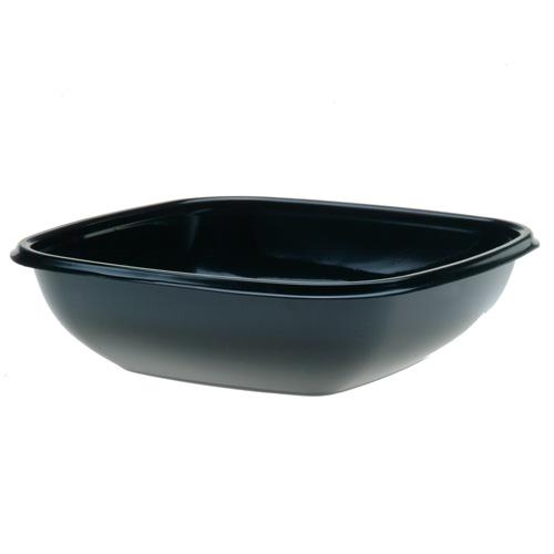 Sabert Bowl2 Plastic Square Bowl, 48 OZ, Black