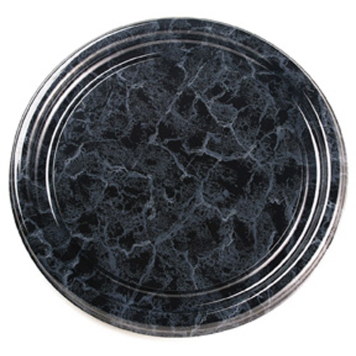 Sabert Round Platter, 12", Black Marble