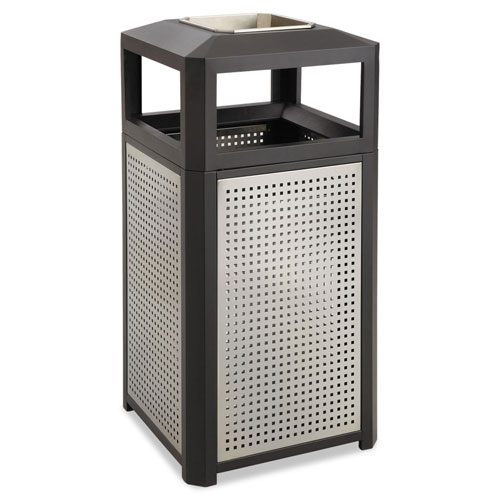 Safco Ashtray-Top Evos Series Steel Waste Container, 38 gal, Black
