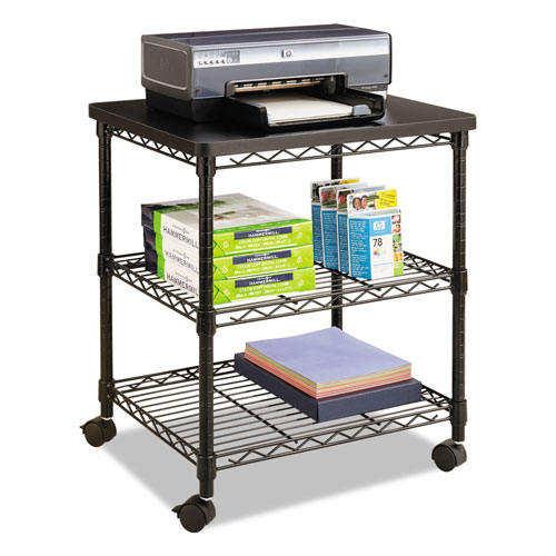 Safco Desk Side Wire Machine Stand, Three-Shelf, 24w x 20d x 27h, Black