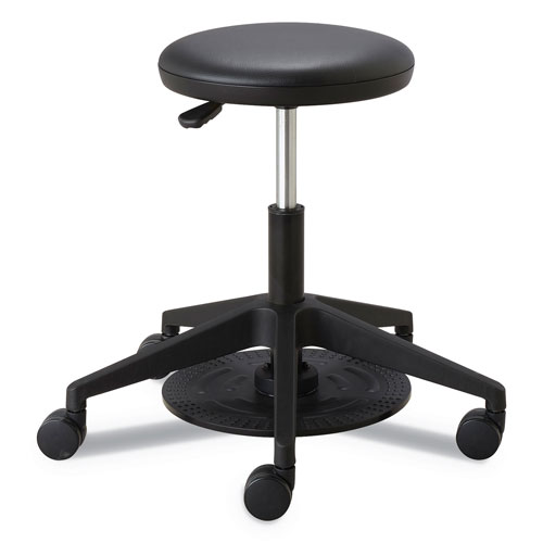 Safco Lab Stool, 24.25" Seat Height, Supports up to 250 lbs., Black Seat/Black Back, Black Base