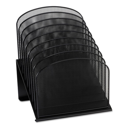 Safco Onyx Mesh Desk Organizer with Tiered Sections, 8 Sections, Letter to Legal Size Files, 11.75" x 10.75" x 14", Black