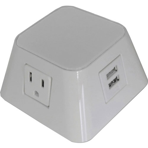 Safco Power Module,W/Dual Usb&2 Outlets, 3-7/8"X3-7/8"X2" , We