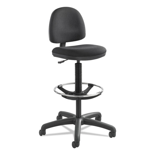 Safco Precision Extended-Height Swivel Stool with Adjustable Footring, 33" Seat Height, Up to 250 lbs., Black Seat/Back, Black Base
