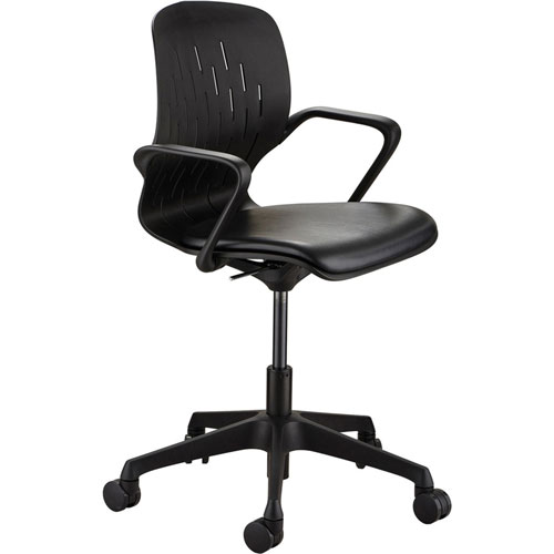 Safco Shell Desk Chair, Supports Up to 275 lb, 17" to 20" Seat Height, Black Seat/Back, Black Base, Ships in 1-3 Business Days