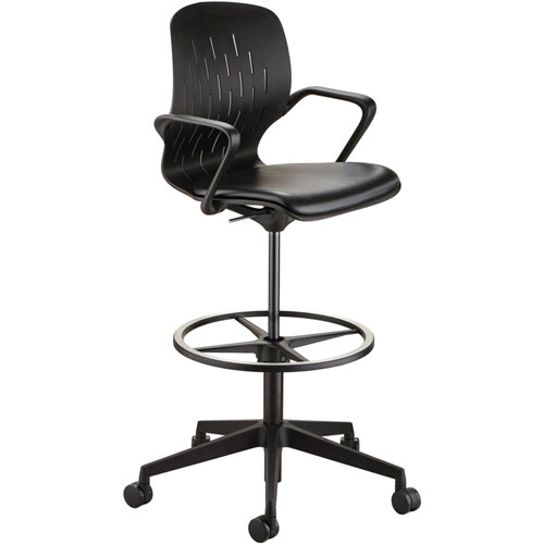 Safco Shell Extended-Height Chair, Supports Up to 275 lb, 22" to 32" High Black Seat, Black Back/Base, Ships in 1-3 Business Days