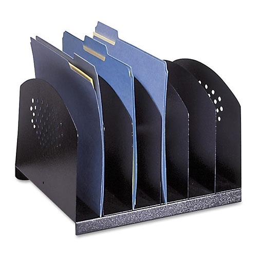Safco Steel Vertical-Rack Desktop Sorter, 6 Sections, Letter Size Files, 12.25" x 11.25" x 8", Black, Ships in 1-3 Business Days