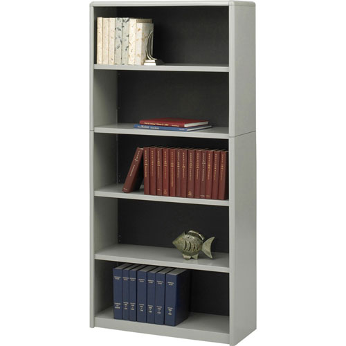 Safco Value Mate Series Steel Five Shelf Bookcase, 31 3/4w x 13 1/2d x 67h, Gray