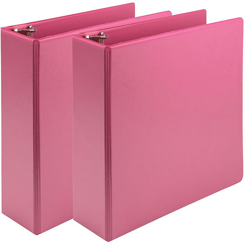 Samsill Earth's Choice Plant-Based Economy Round Ring View Binders, 3 Rings,  3 Capacity, 11 x 8.5, Pink, 2/Pack, SAMU86876