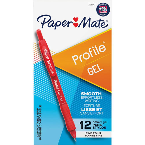 Papermate® Profile Gel Pens, 0.5 mm Pen Point Size, Red Gel-based Ink, 12/Dozen