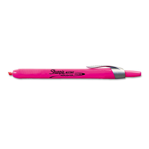 Sharpie® Retractable Highlighters, Chisel Tip, Fluorescent Pink, Dozen
