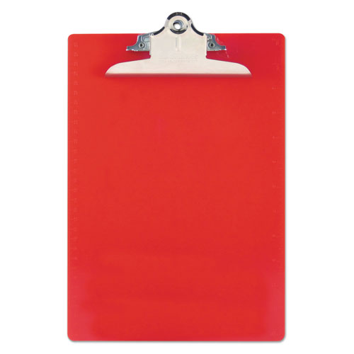 Saunders Recycled Plastic Clipboard with Ruler Edge, 1" Clip Cap, 8 1/2 x 12 Sheets, Red