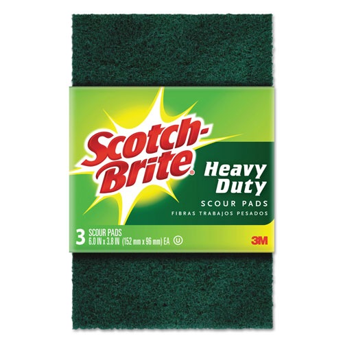 Scotch Brite® Heavy-Duty Scour Pad, 3.8 x 6, Green, 10/Carton