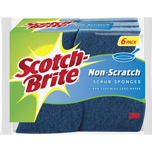 Scotch Brite® Non-Scratch Scrub Sponges, 0.8", x 4.3" x 2.8" Depth, 30/Carton, Blue